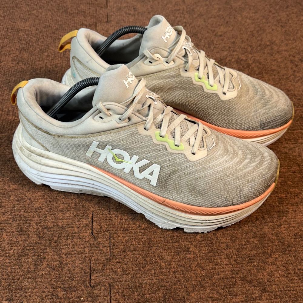 Hoka Gaviota 5 Mens Running Shoes Stability Sneakers Grey Orange Size 10.5 B+